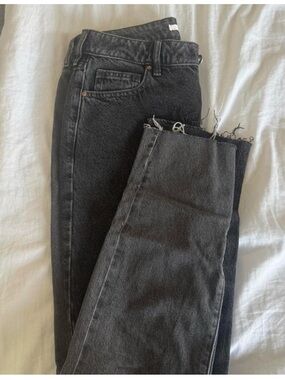 PacSun two-toned Black Straight Leg Jeans with Frayed Hem